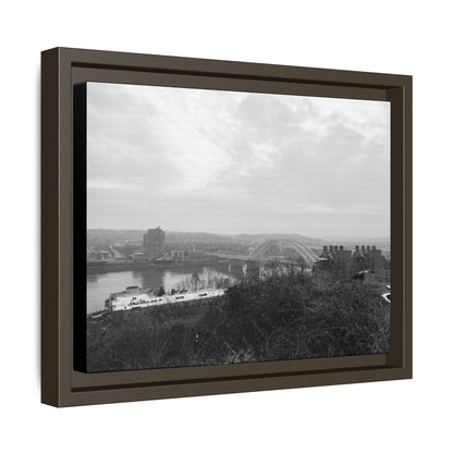 Queen City Bridges Winter Matte Canvas (Framed)