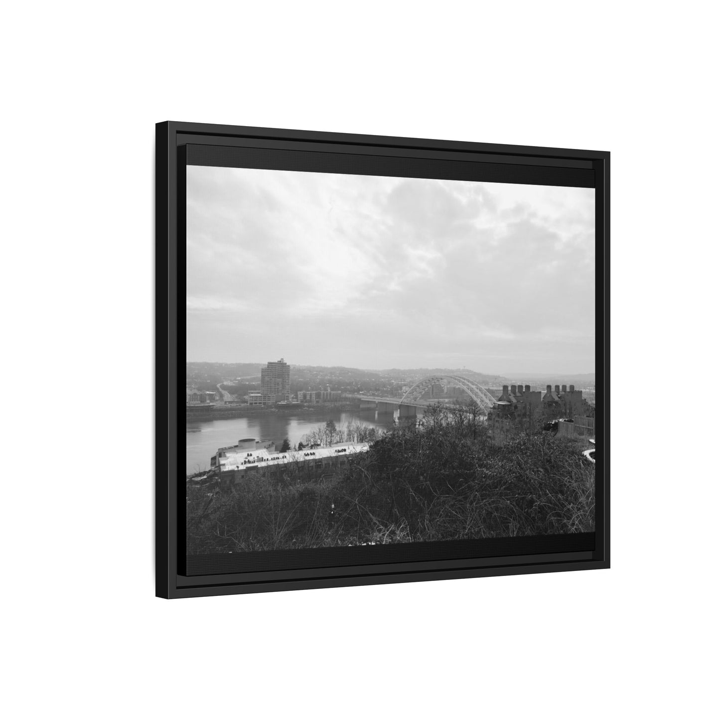 Queen City Bridges Winter Matte Canvas (Framed)