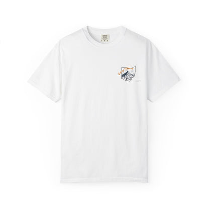 Camp Laugh Repeat T-Shirt — Camping Graphic Tee with Pocket Mountain Design