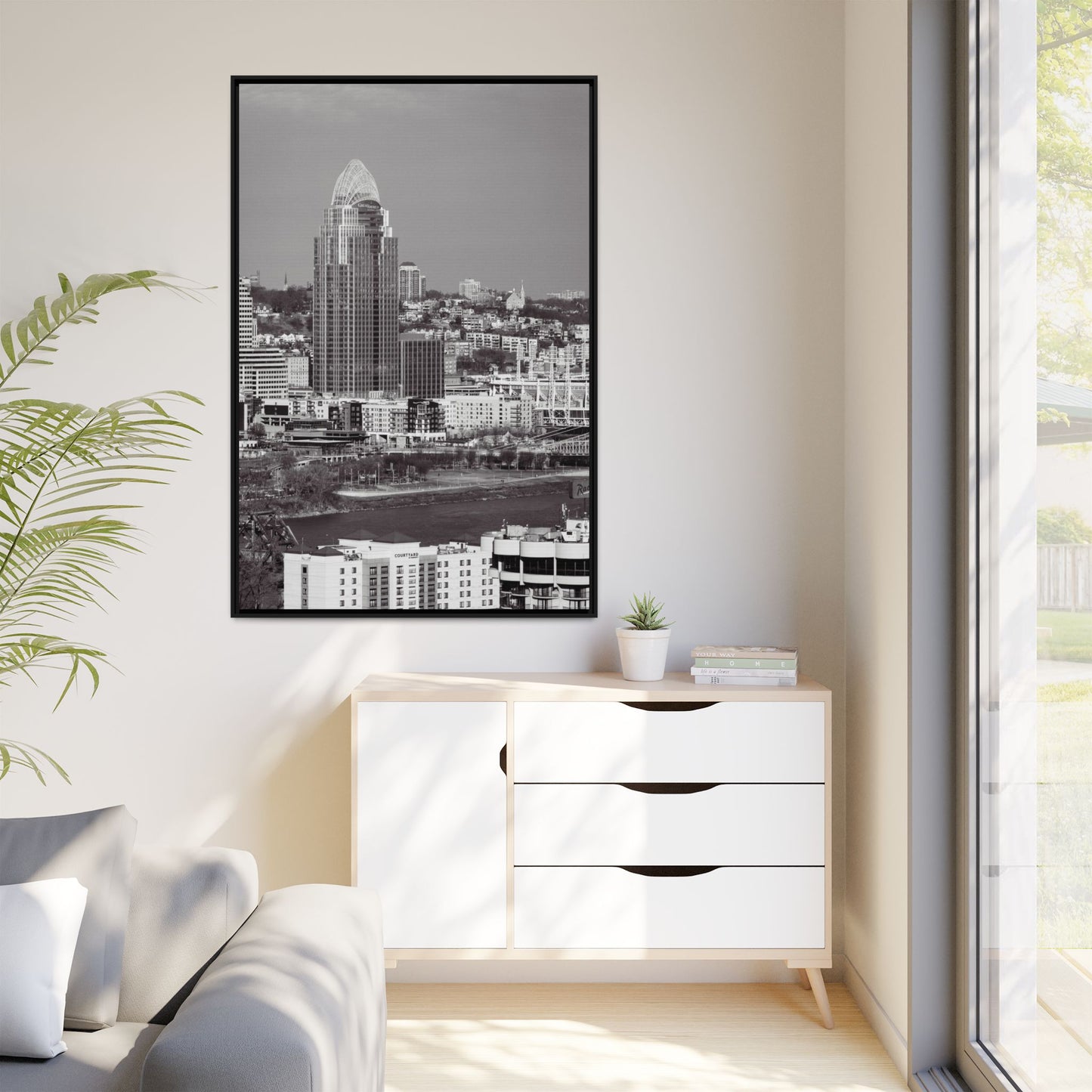 Framed Matte Canvas Cityscape Print — Cincinnati Wall Art
