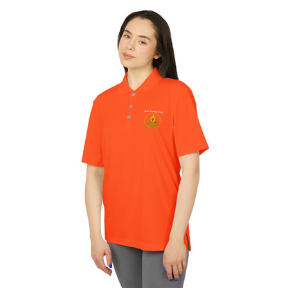 White Performance Polo Shirt with Embroidered Golf Emblem