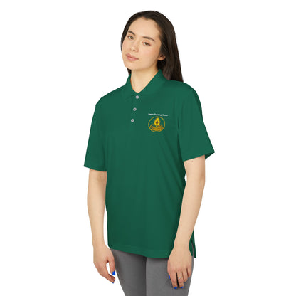 White Performance Polo Shirt with Embroidered Golf Emblem