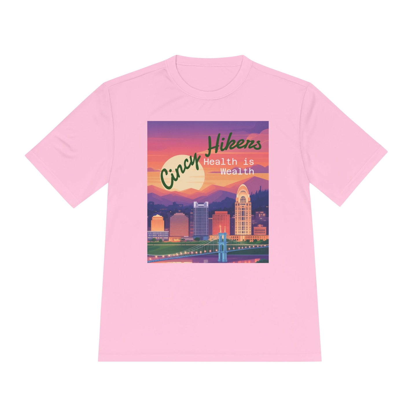Health is Wealth: Unisex Moisture Wicking Tee for Hikers, Fitness Lovers, Outdoor Adventures, Travel, Gym Wear