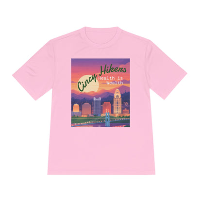 Health is Wealth: Unisex Moisture Wicking Tee for Hikers, Fitness Lovers, Outdoor Adventures, Travel, Gym Wear