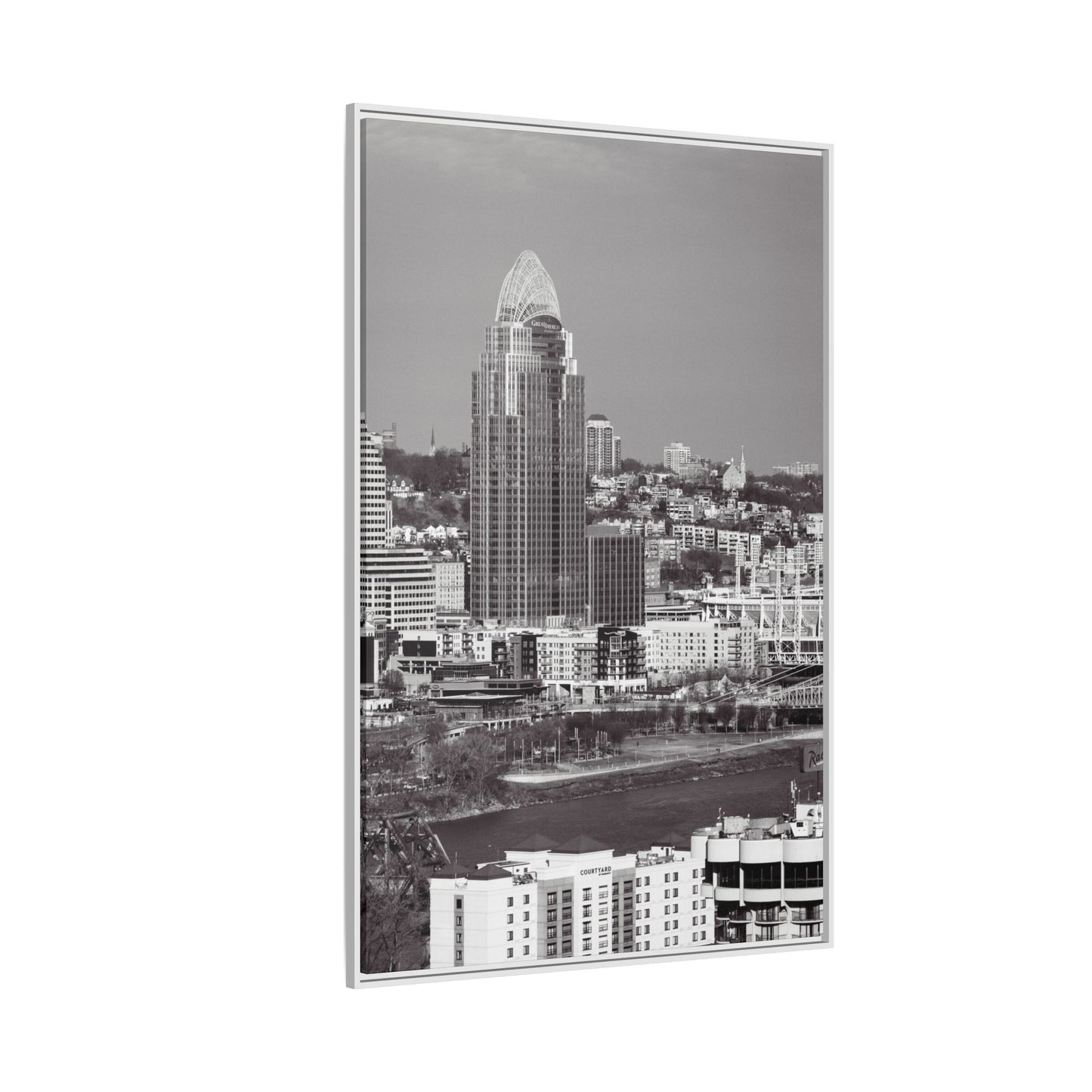 Framed Matte Canvas Cityscape Print — Cincinnati Wall Art