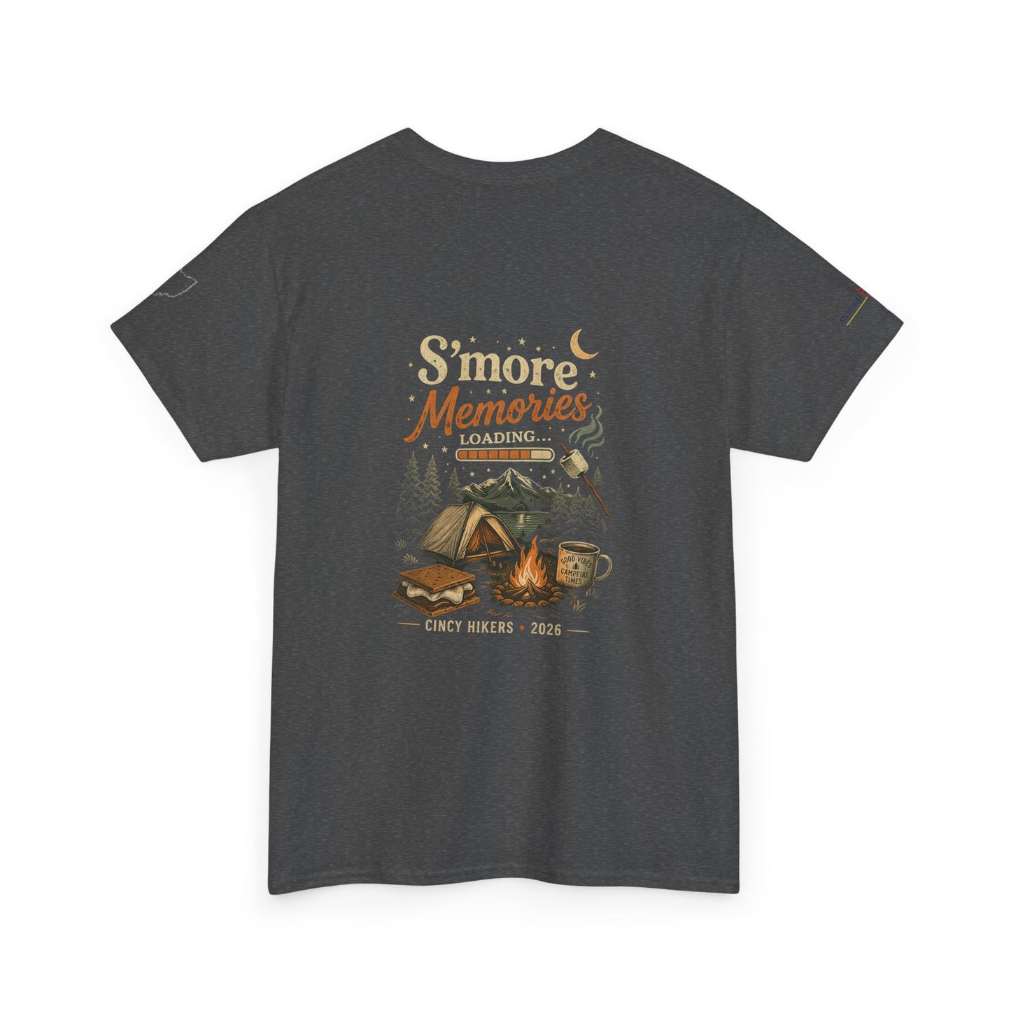 S'more Memories Camping T-Shirt – Retro Campfire Tent Graphic Tee