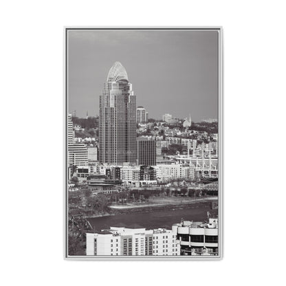 Framed Matte Canvas Cityscape Print — Cincinnati Wall Art