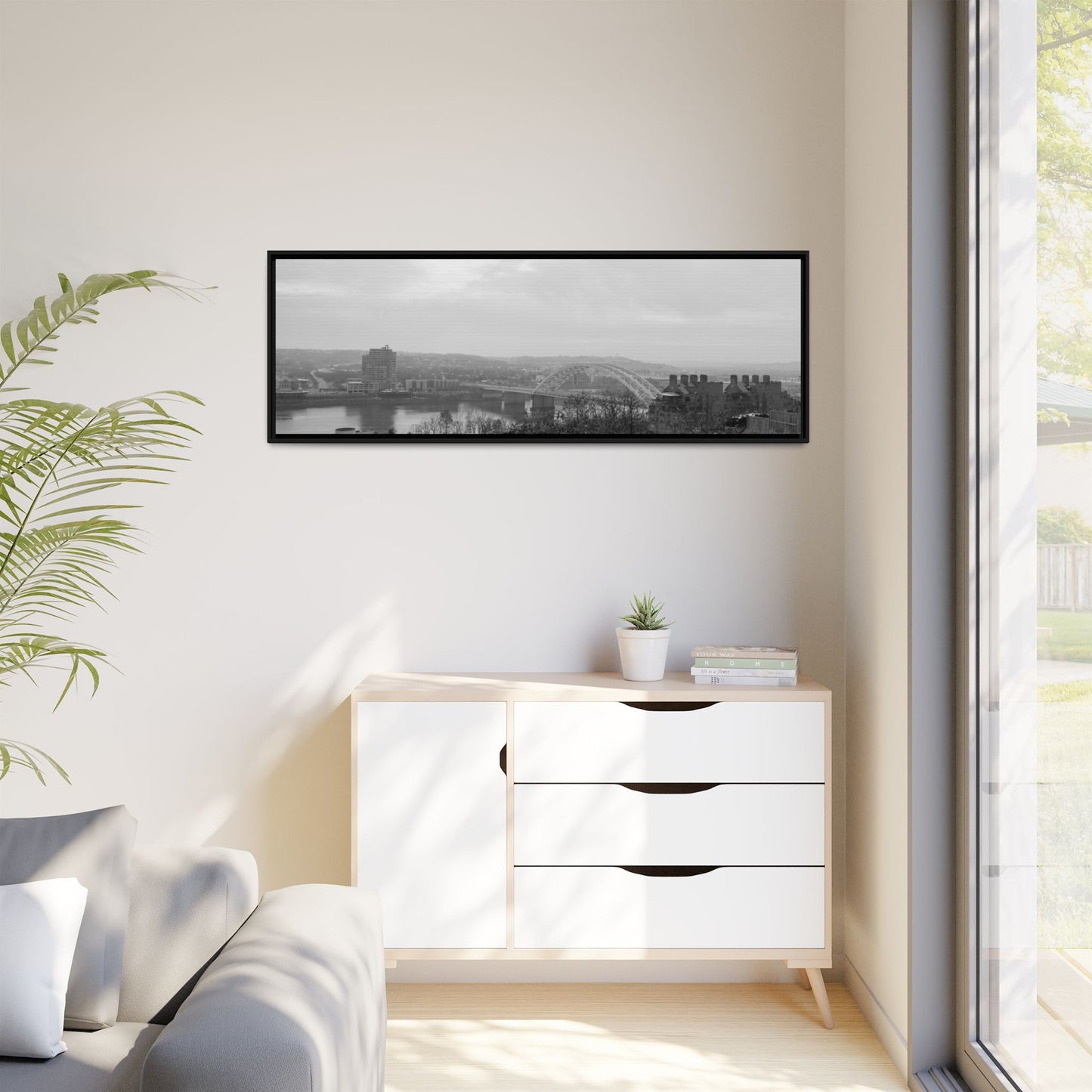 Queen City Bridges Winter Matte Canvas (Framed)