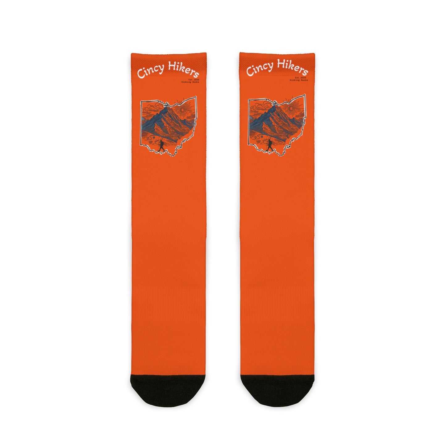 Hiking Crew Socks - 'Crazy Hikers' Orange Sublimation Socks