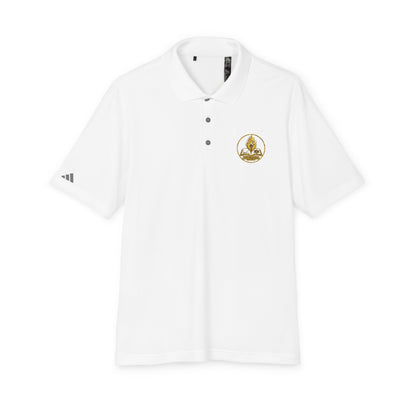 White Performance Polo Shirt with Embroidered Golf Emblem