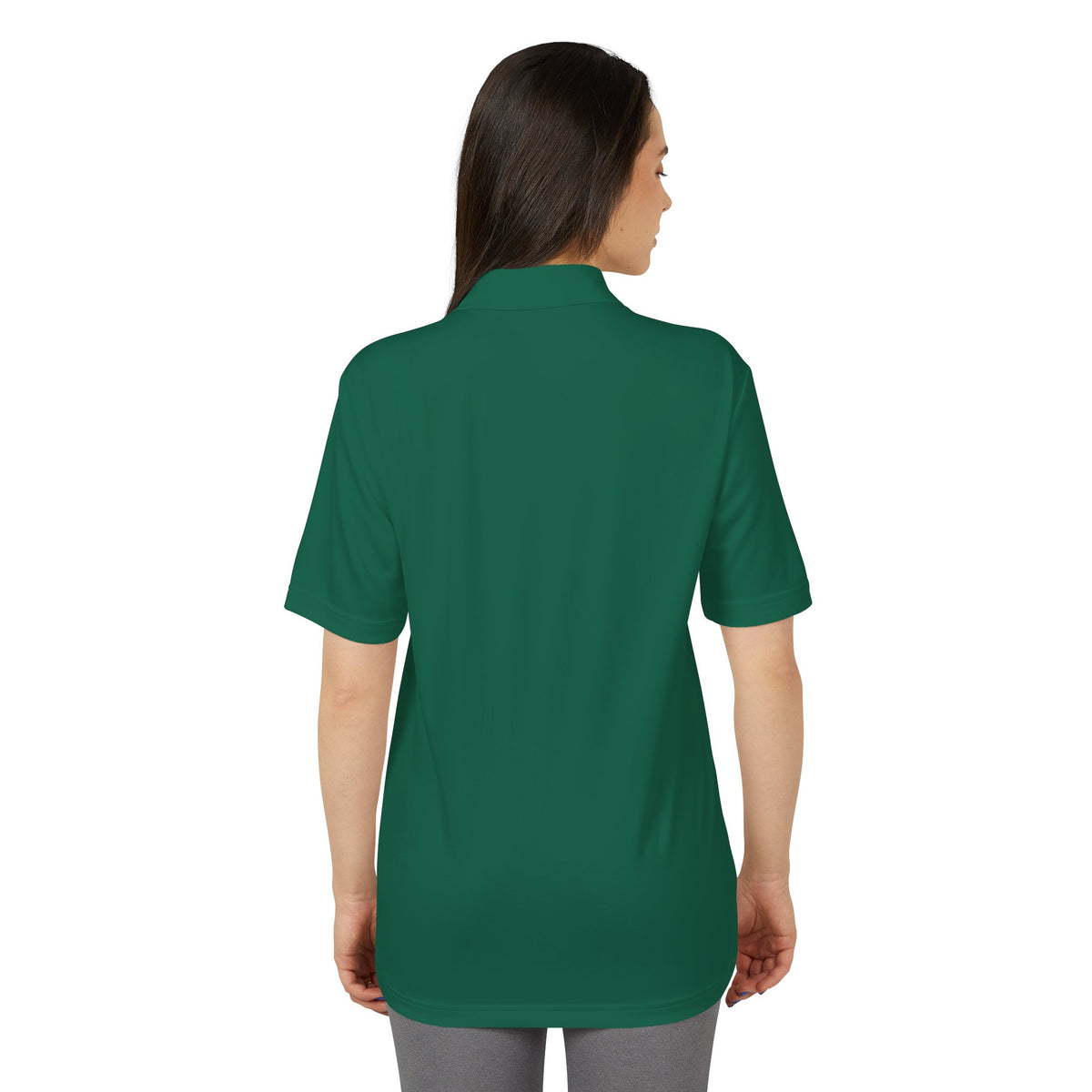 White Performance Polo Shirt with Embroidered Golf Emblem
