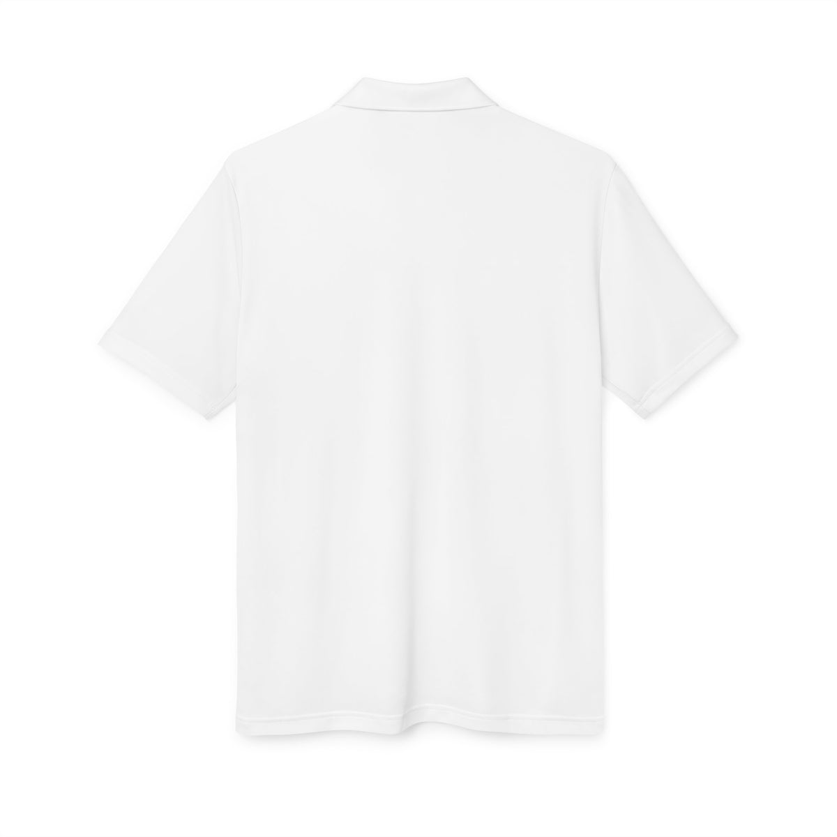 White Performance Polo Shirt with Embroidered Golf Emblem