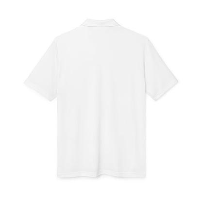 White Performance Polo Shirt with Embroidered Golf Emblem