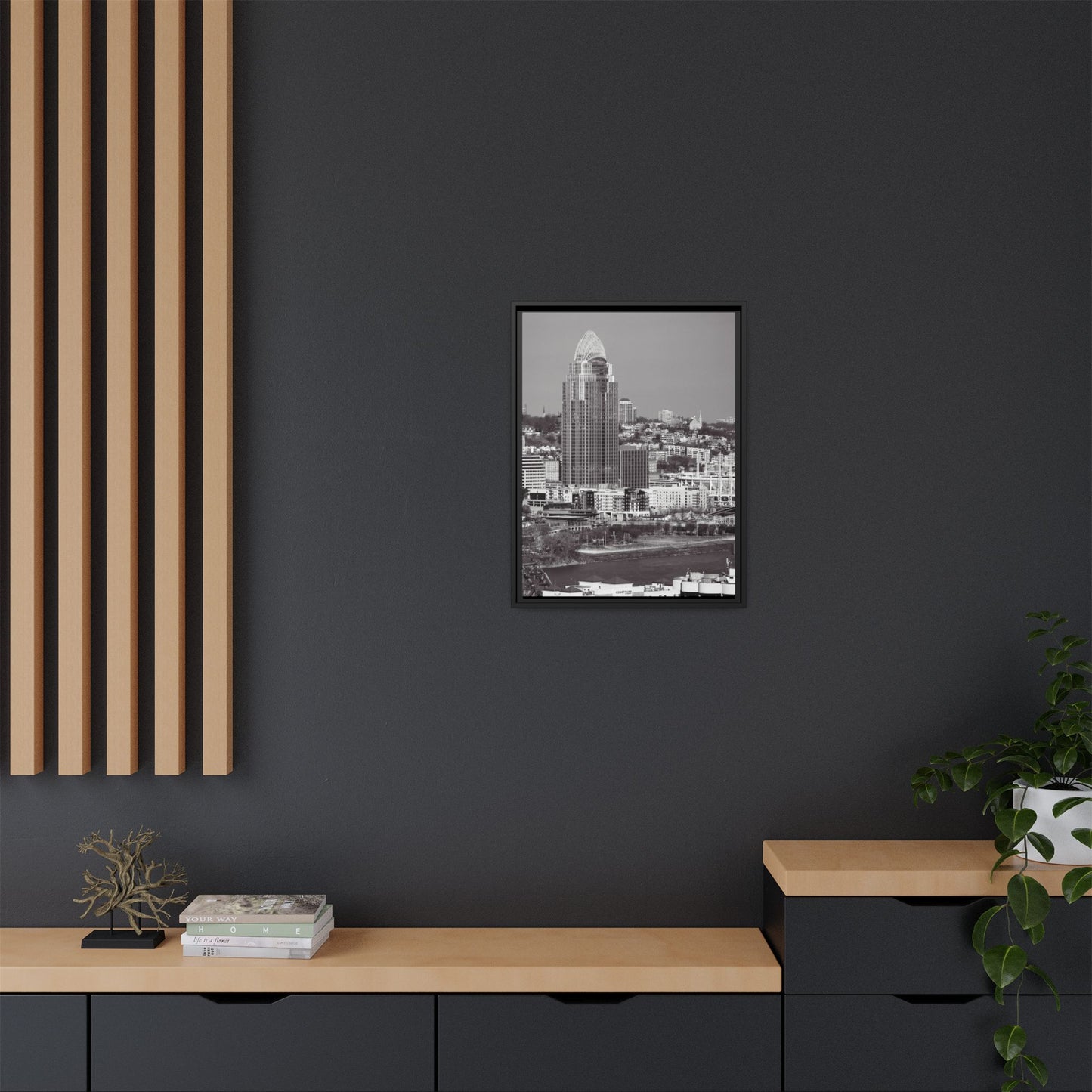 Framed Matte Canvas Cityscape Print — Cincinnati Wall Art