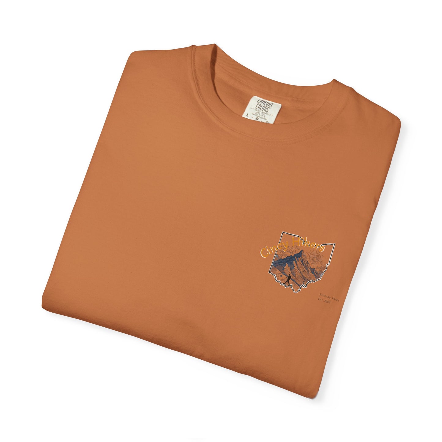 Camp Laugh Repeat T-Shirt — Camping Graphic Tee with Pocket Mountain Design