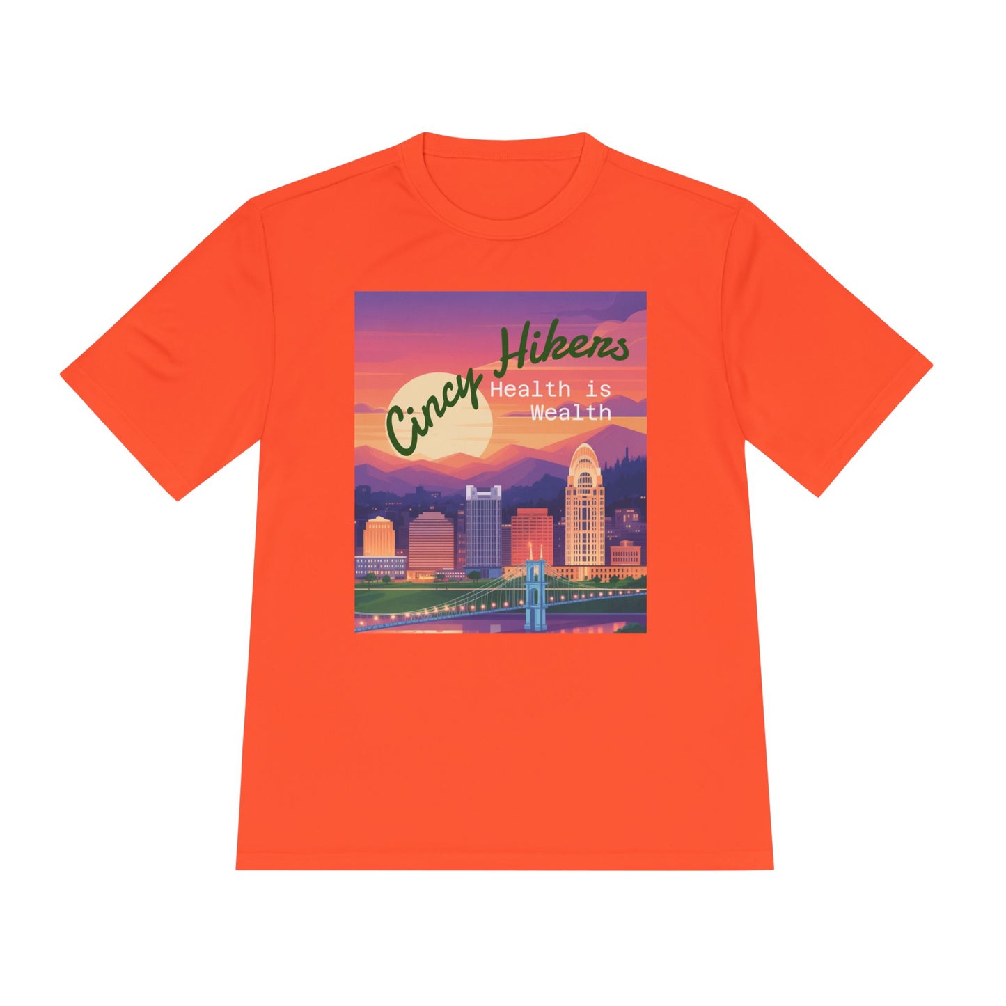 Health is Wealth: Unisex Moisture Wicking Tee for Hikers, Fitness Lovers, Outdoor Adventures, Travel, Gym Wear