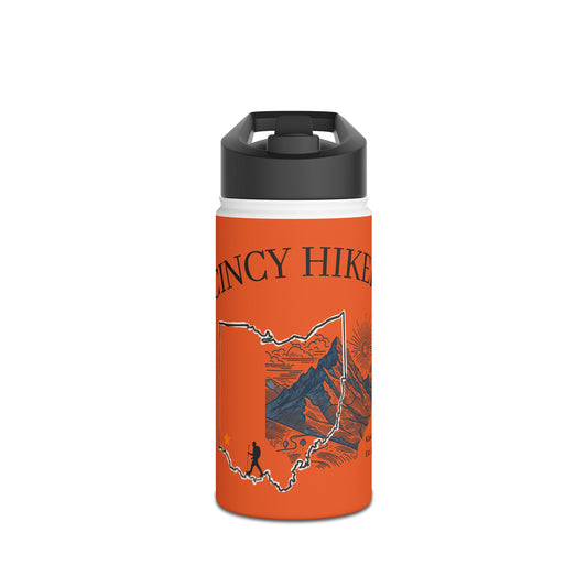 Hiking Stainless Steel Water Bottle — 'Quincy Hiker' Mountain Design