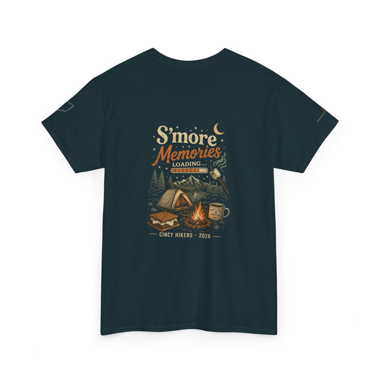 S'more Memories Camping T-Shirt – Retro Campfire Tent Graphic Tee