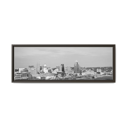 Framed Matte Canvas Chilly Skyline Cincy Print — Black & White Urban Wall Art