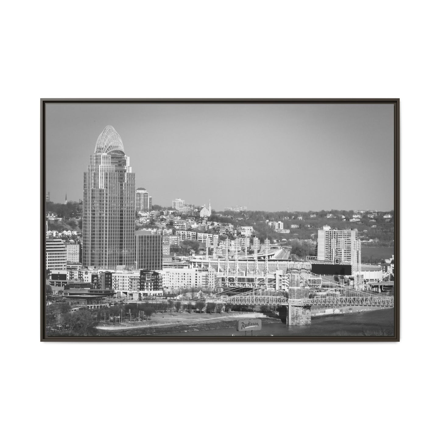 Cincy in the Fall Wall Art — Black & White Cityscape Print