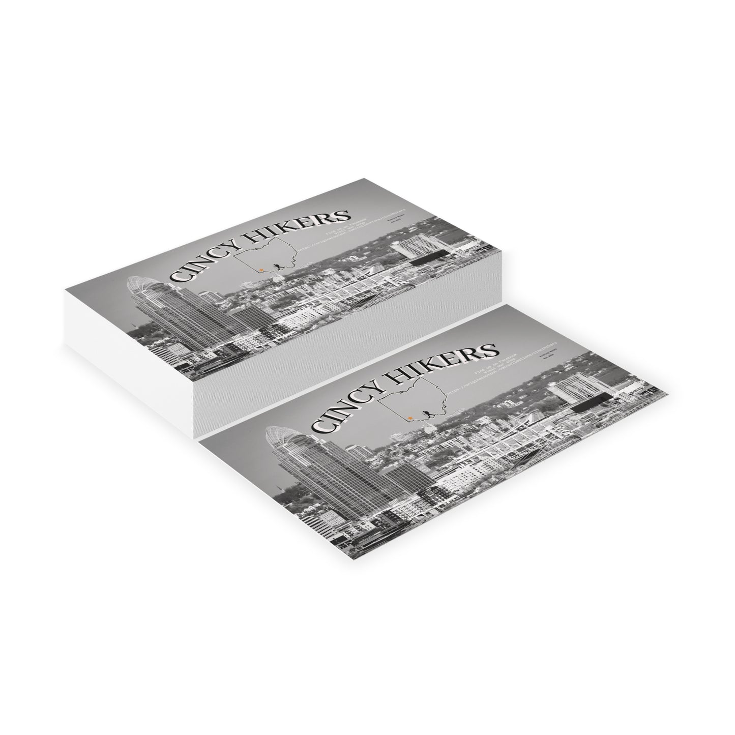 Cincy Hikers Business Cards – Cincinnati Skyline Black & White Networking Cards