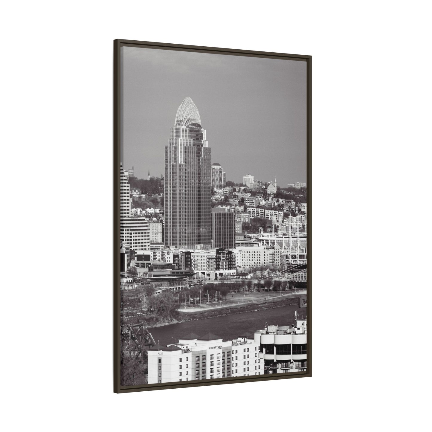 Framed Matte Canvas Cityscape Print — Cincinnati Wall Art