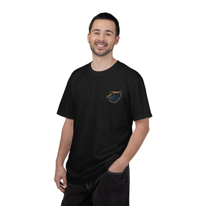 Camp Laugh Repeat T-Shirt — Camping Graphic Tee with Pocket Mountain Design