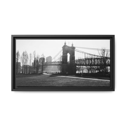 Queen City People Bridge Winter Canvas Framed