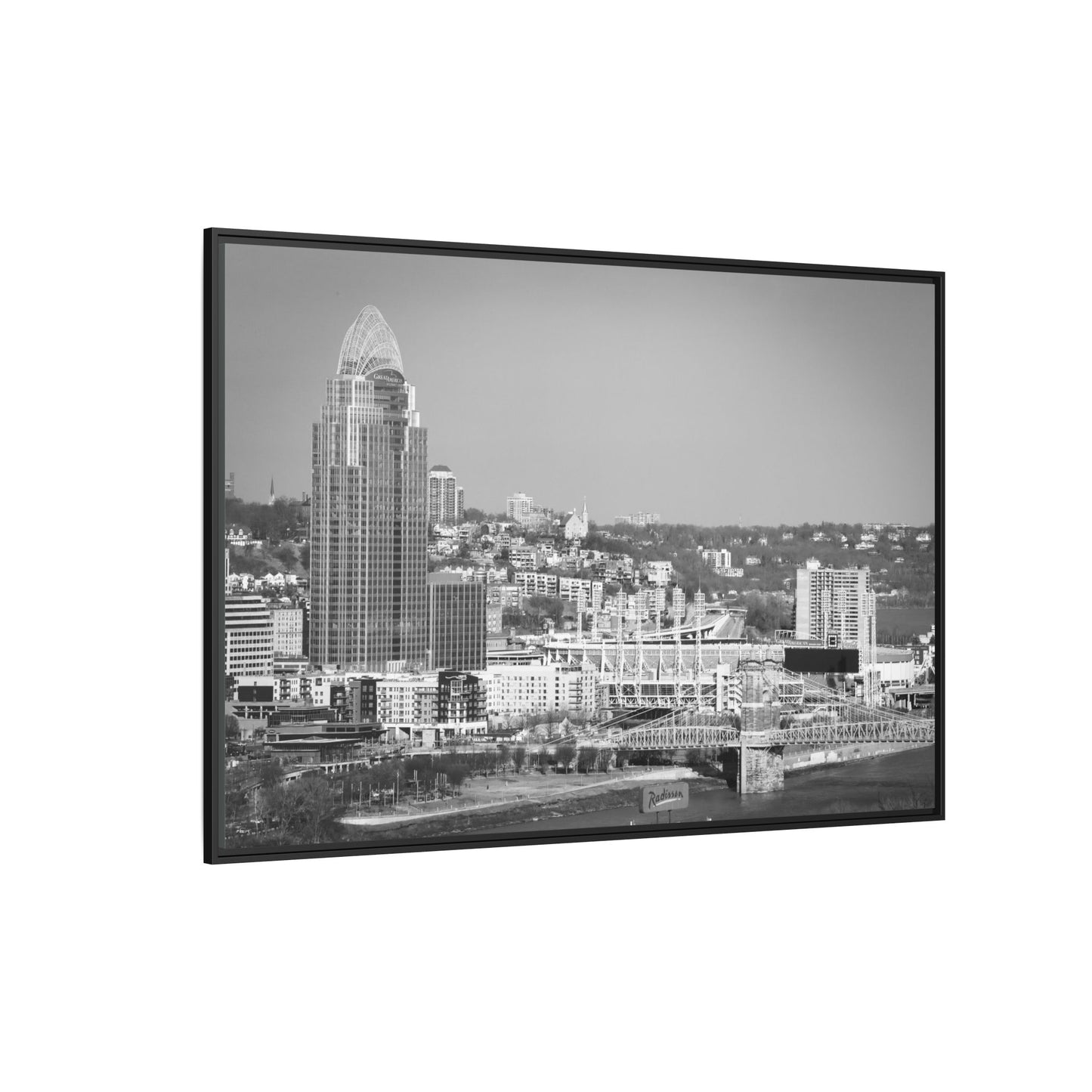 Cincy in the Fall Wall Art — Black & White Cityscape Print