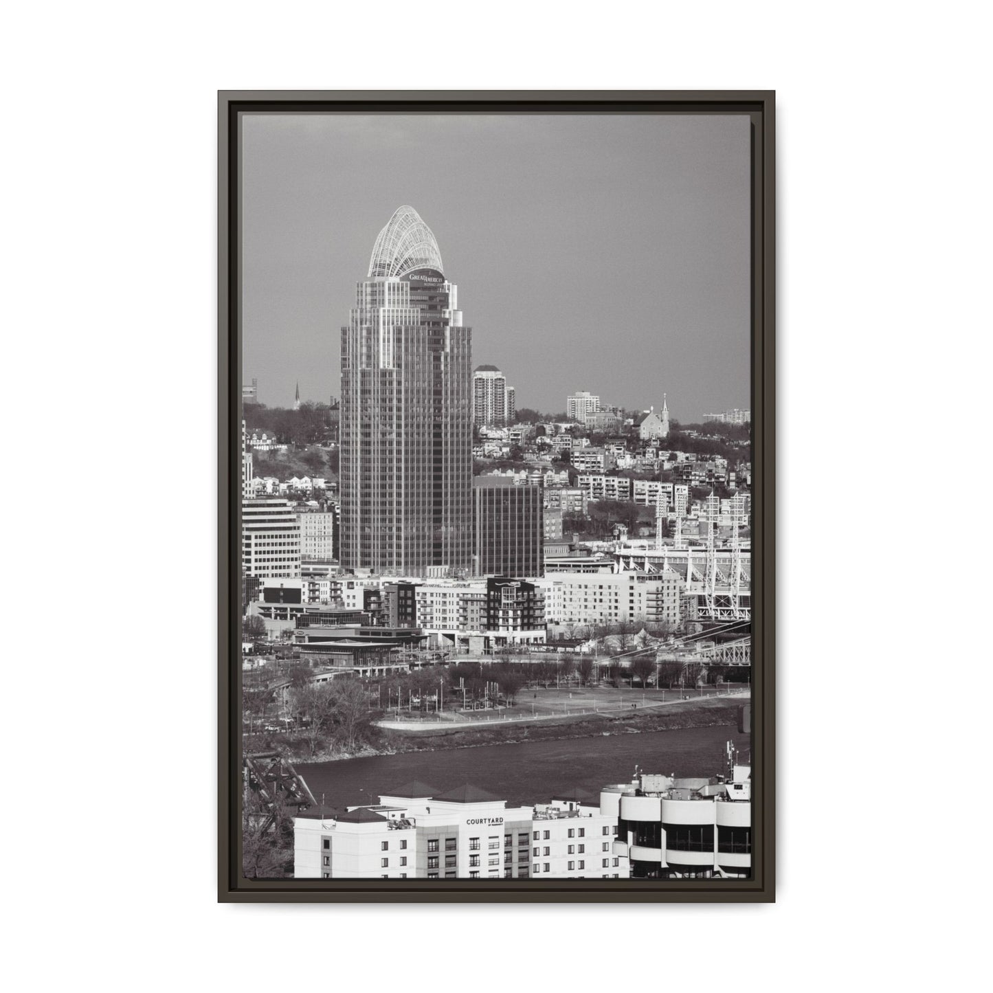Framed Matte Canvas Cityscape Print — Cincinnati Wall Art