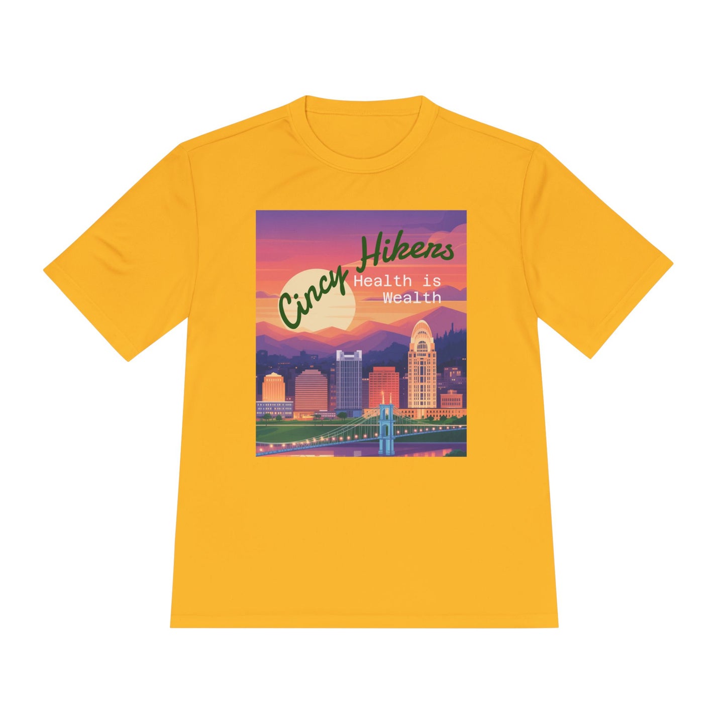 Health is Wealth: Unisex Moisture Wicking Tee for Hikers, Fitness Lovers, Outdoor Adventures, Travel, Gym Wear