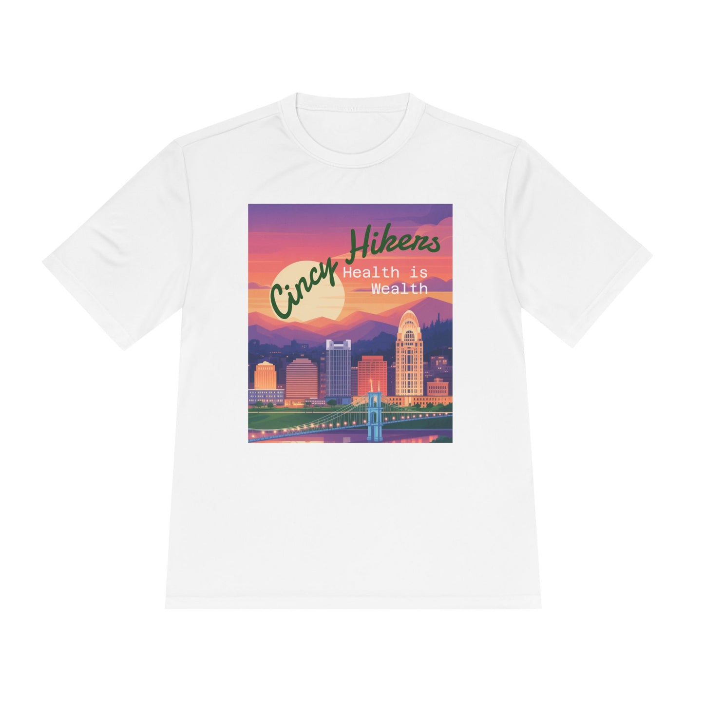 Health is Wealth: Unisex Moisture Wicking Tee for Hikers, Fitness Lovers, Outdoor Adventures, Travel, Gym Wear