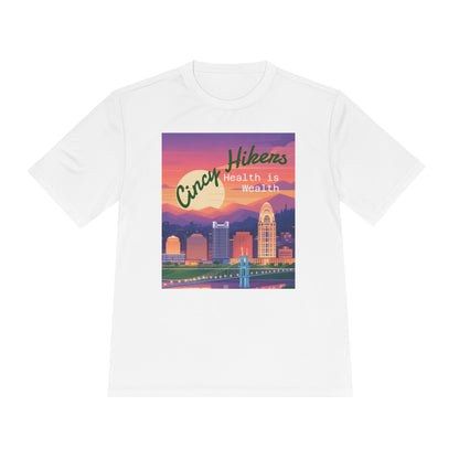 Health is Wealth: Unisex Moisture Wicking Tee for Hikers, Fitness Lovers, Outdoor Adventures, Travel, Gym Wear