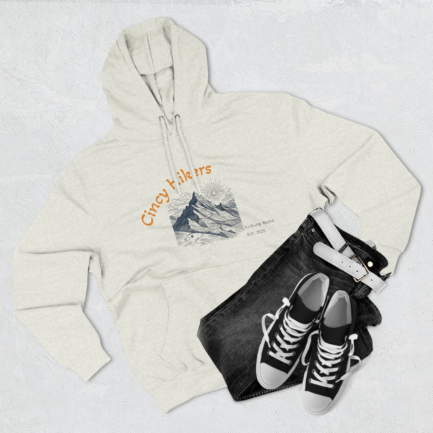 Cincy Hikers Fleece Hoodie, Cozy Mountain Apparel for Outdoor Lovers, Perfect Gift for Hikers, Camping, or Adventurers