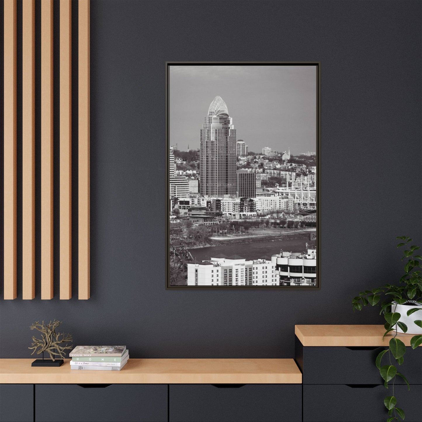 Framed Matte Canvas Cityscape Print — Cincinnati Wall Art