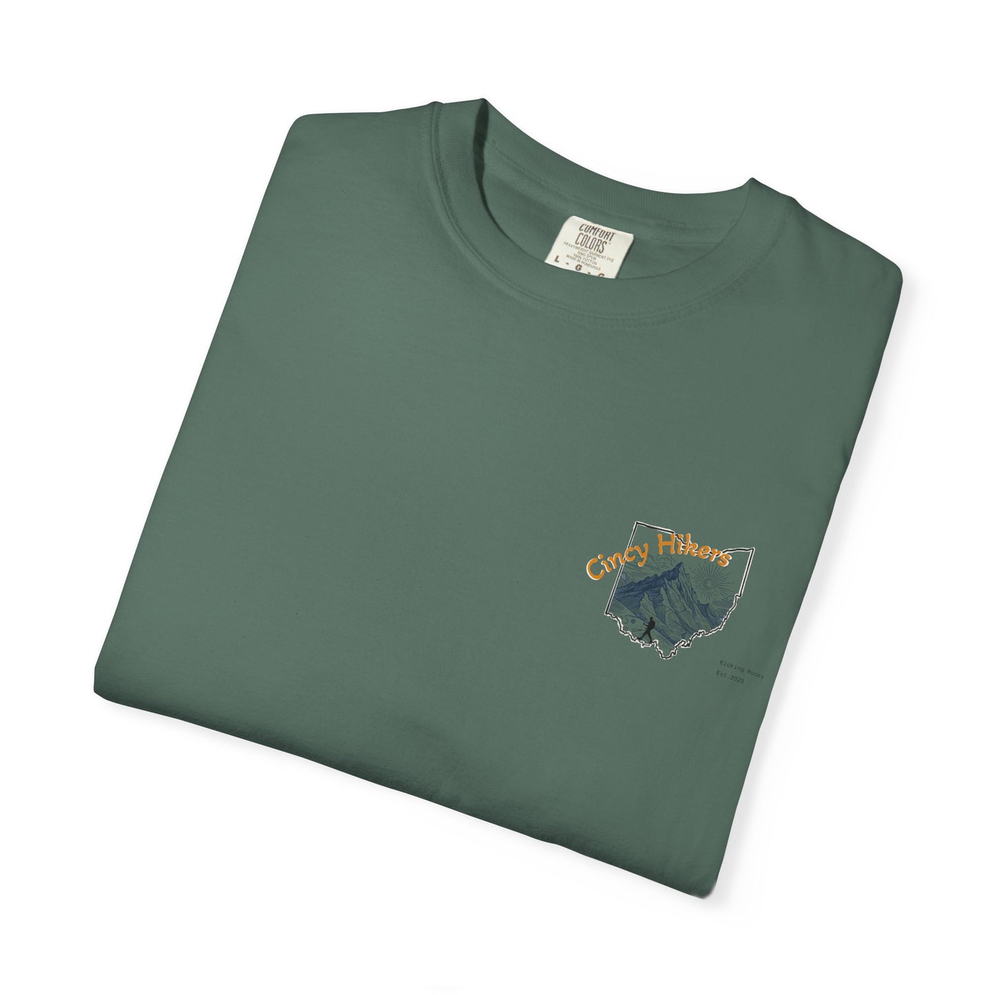 Camp Laugh Repeat T-Shirt — Camping Graphic Tee with Pocket Mountain Design