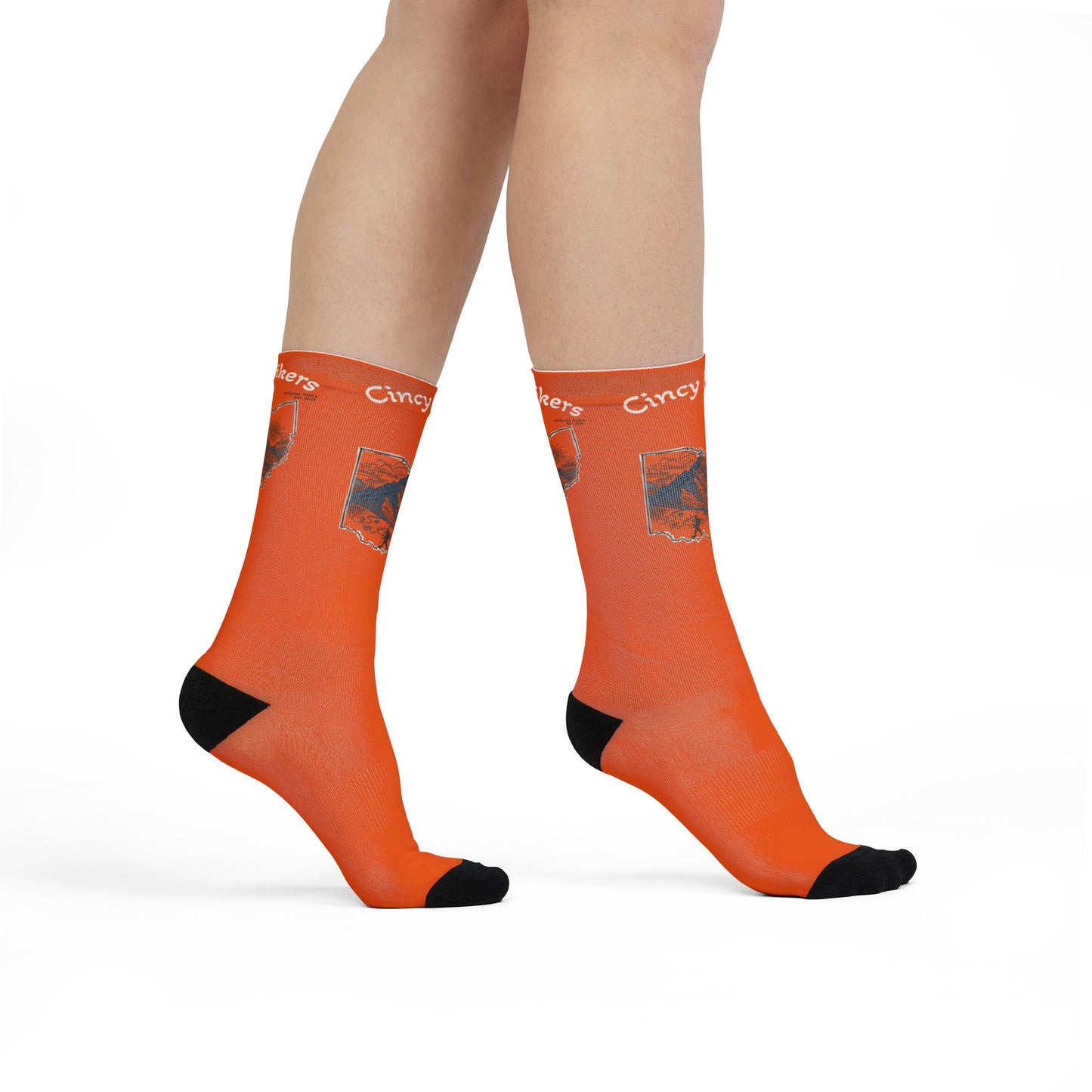 Hiking Crew Socks - 'Crazy Hikers' Orange Sublimation Socks