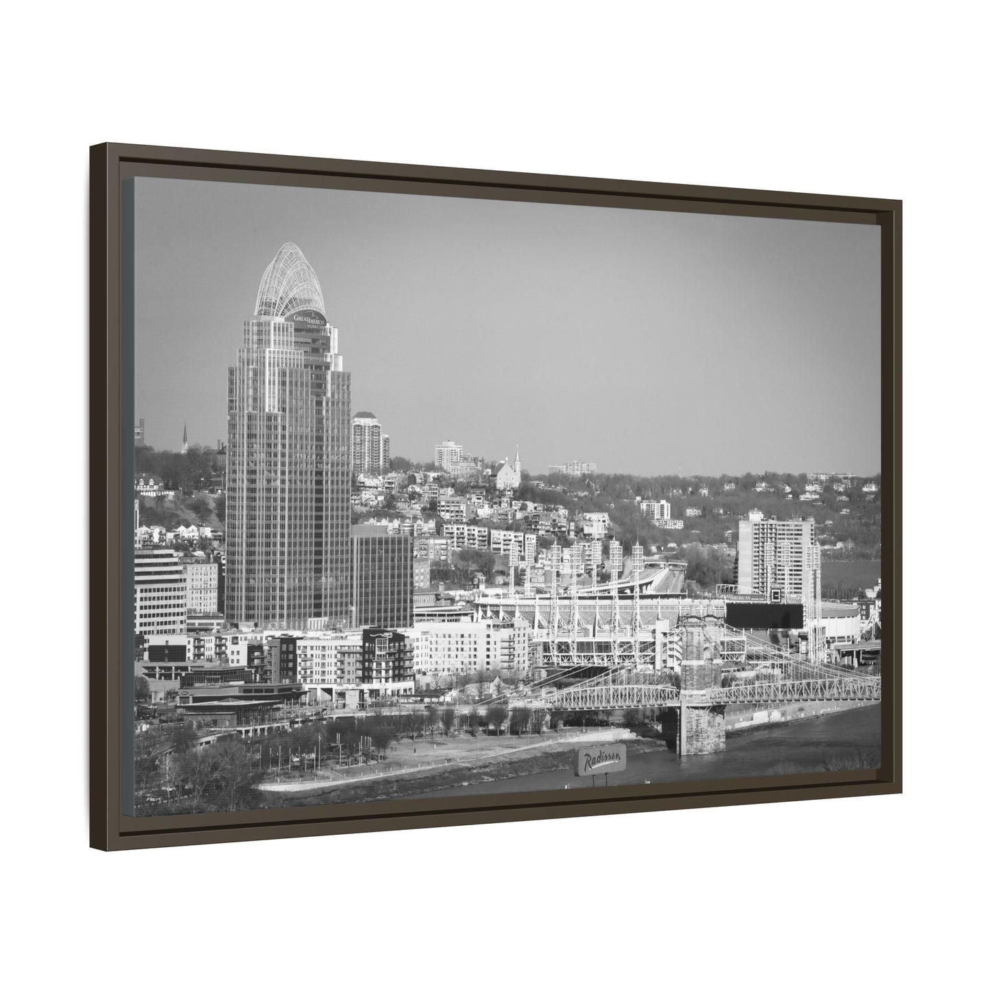 Cincy in the Fall Wall Art — Black & White Cityscape Print
