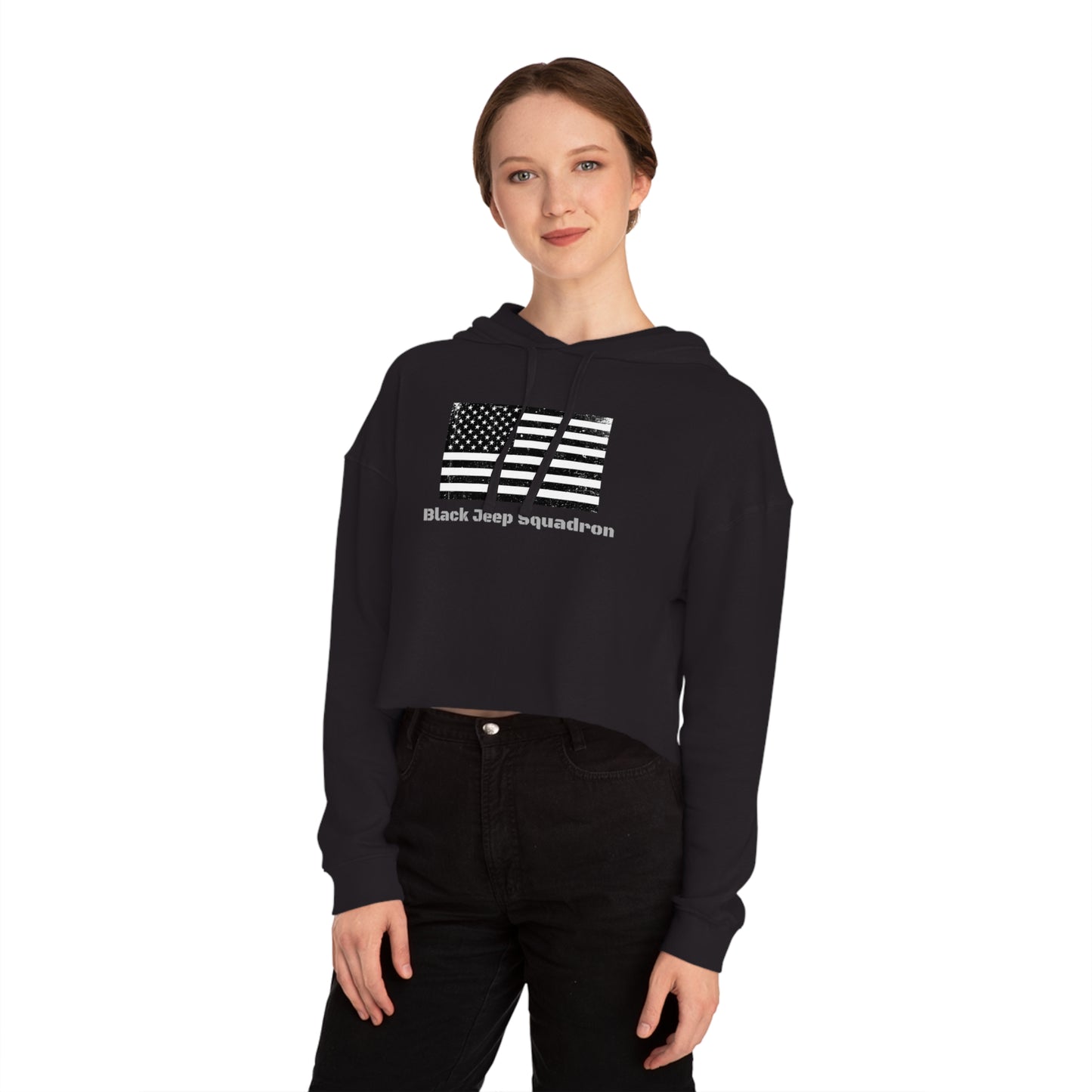 Black Jeep Squadron Women’s Cropped Hooded Sweatshirt