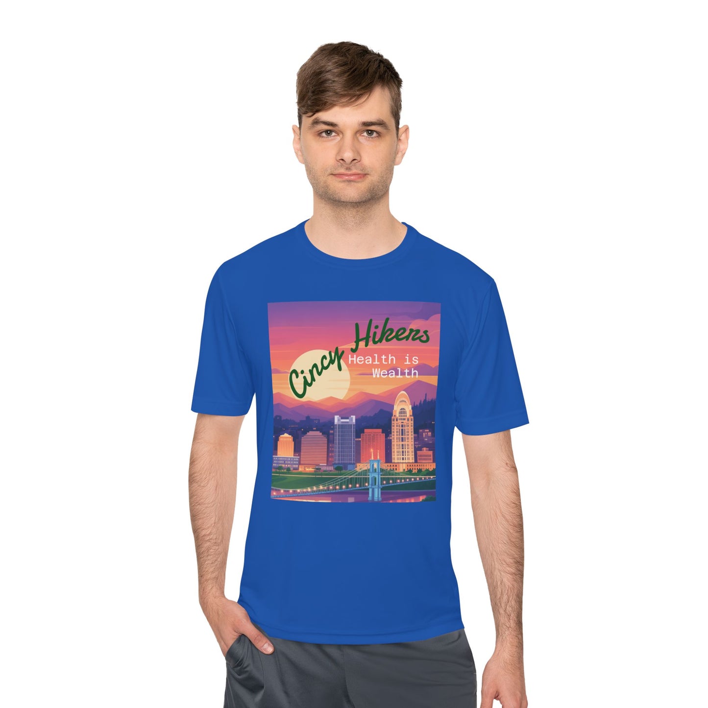 Health is Wealth: Unisex Moisture Wicking Tee for Hikers, Fitness Lovers, Outdoor Adventures, Travel, Gym Wear
