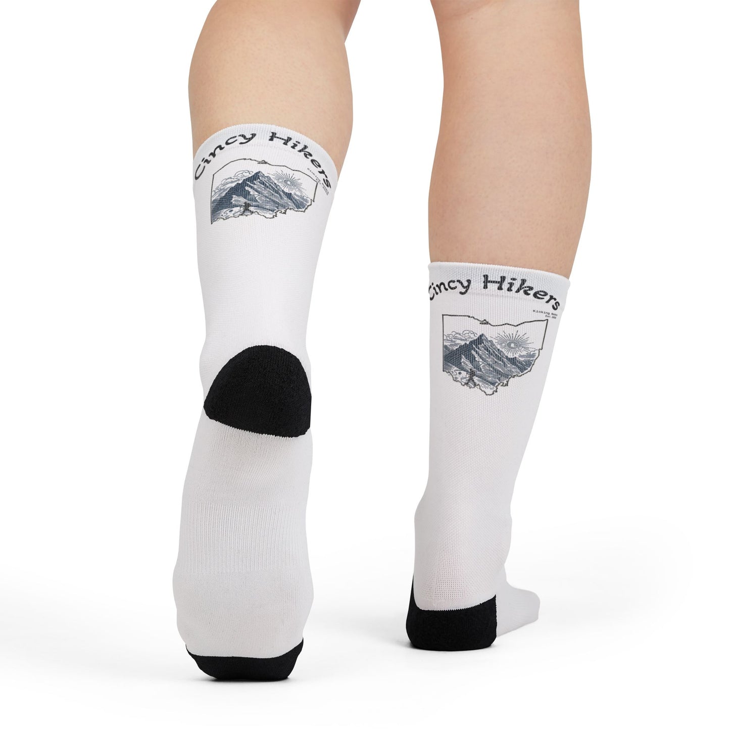 BW Cincy Hiking Crew Socks - 'Crazy Hikers' Orange Sublimation Socks