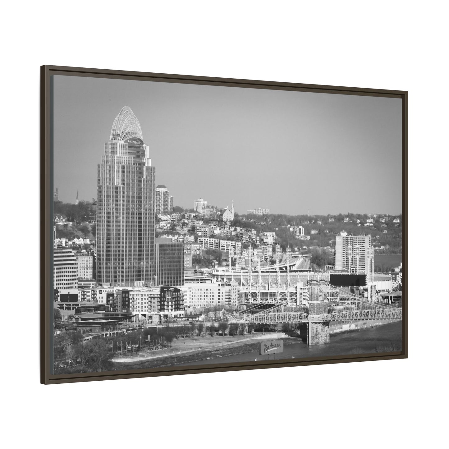Cincy in the Fall Wall Art — Black & White Cityscape Print