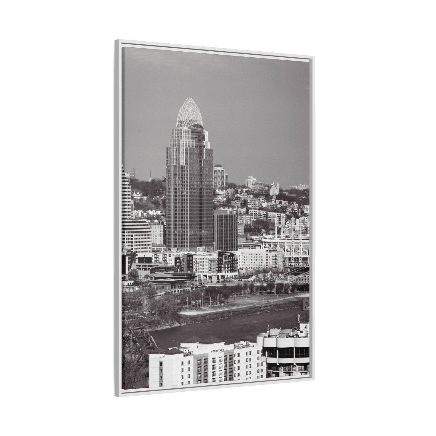 Framed Matte Canvas Cityscape Print — Cincinnati Wall Art