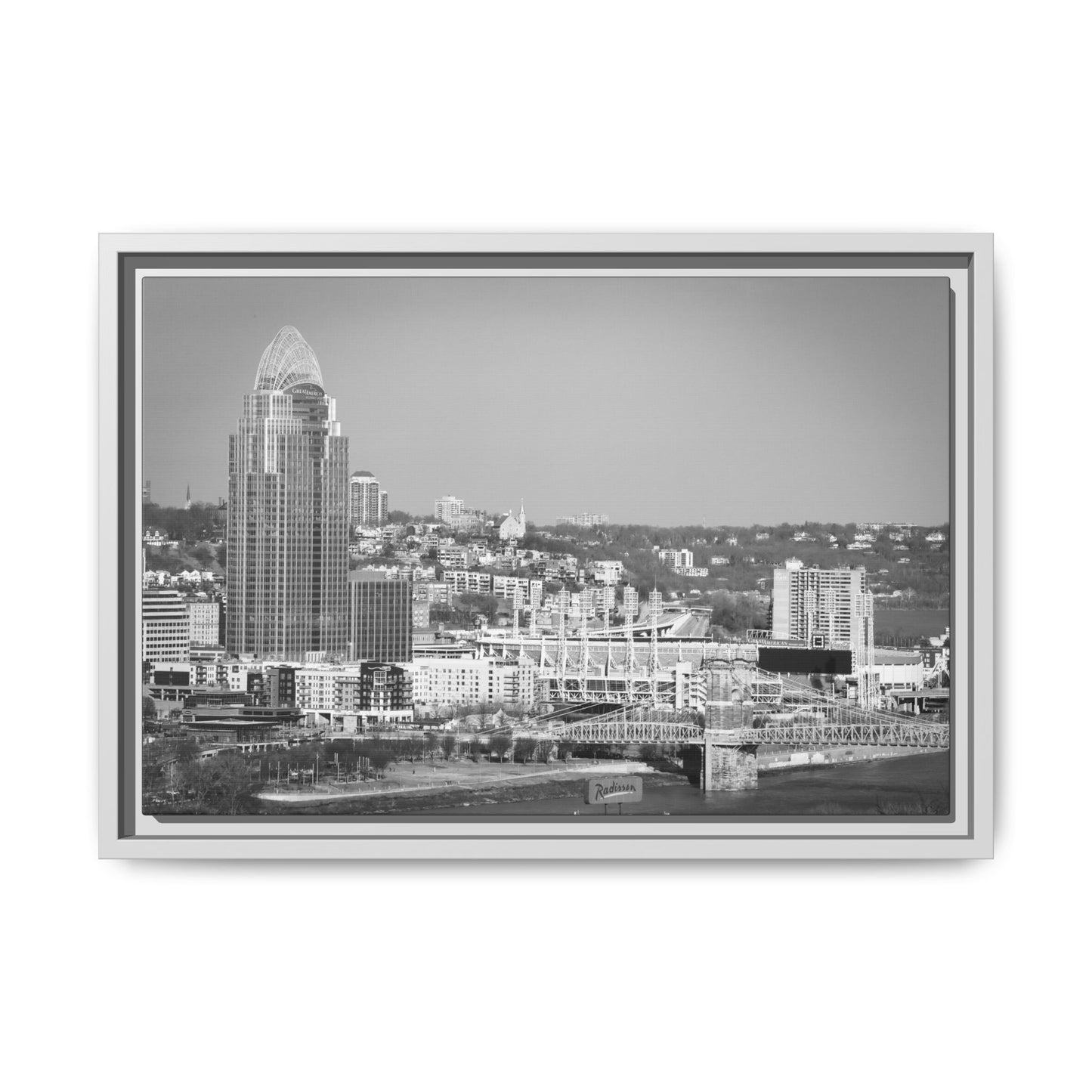 Cincy in the Fall Wall Art — Black & White Cityscape Print