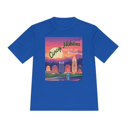 Health is Wealth: Unisex Moisture Wicking Tee for Hikers, Fitness Lovers, Outdoor Adventures, Travel, Gym Wear