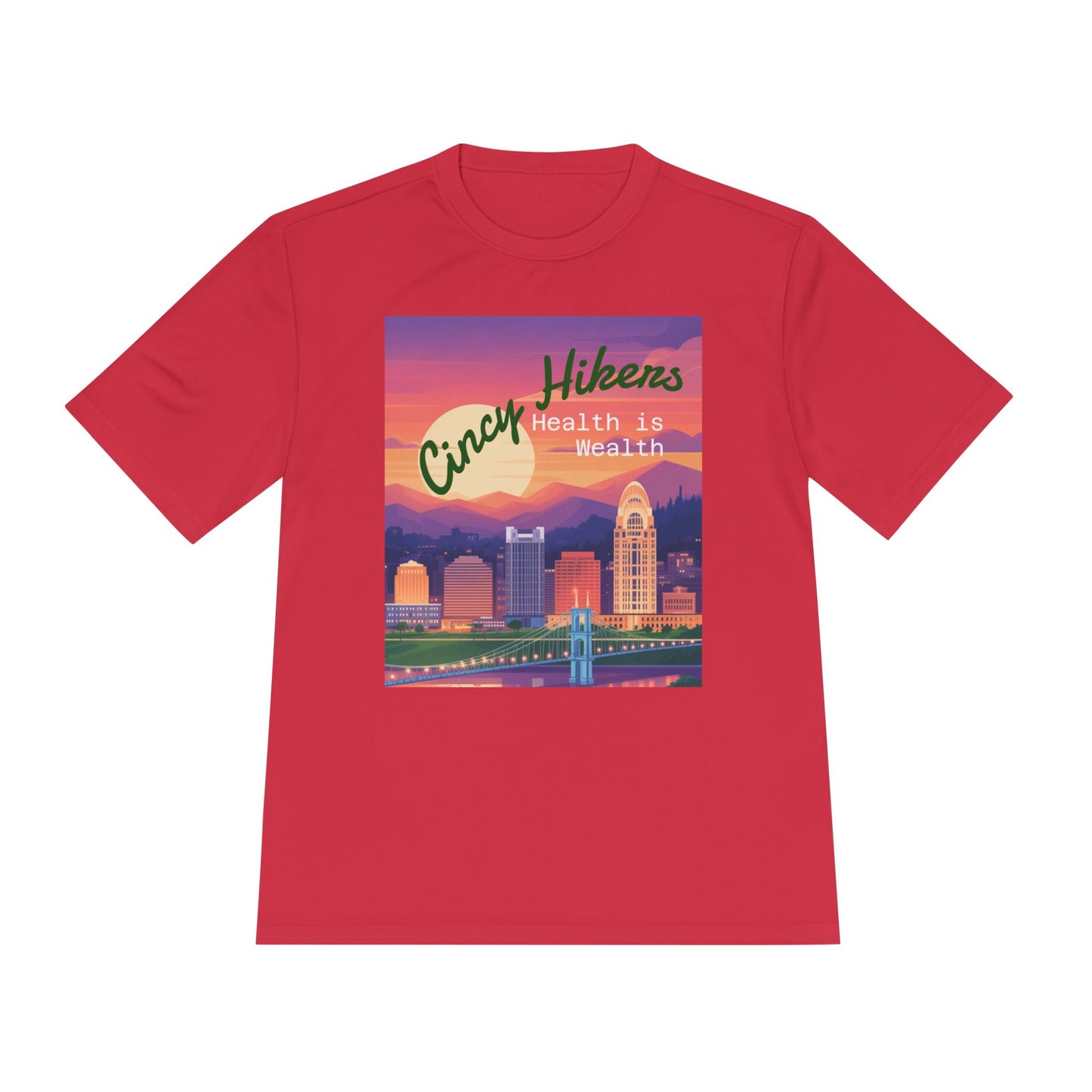 Health is Wealth: Unisex Moisture Wicking Tee for Hikers, Fitness Lovers, Outdoor Adventures, Travel, Gym Wear