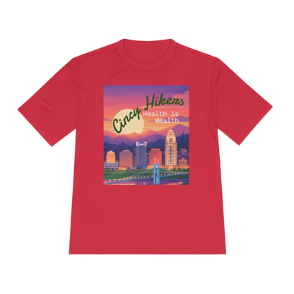 Health is Wealth: Unisex Moisture Wicking Tee for Hikers, Fitness Lovers, Outdoor Adventures, Travel, Gym Wear
