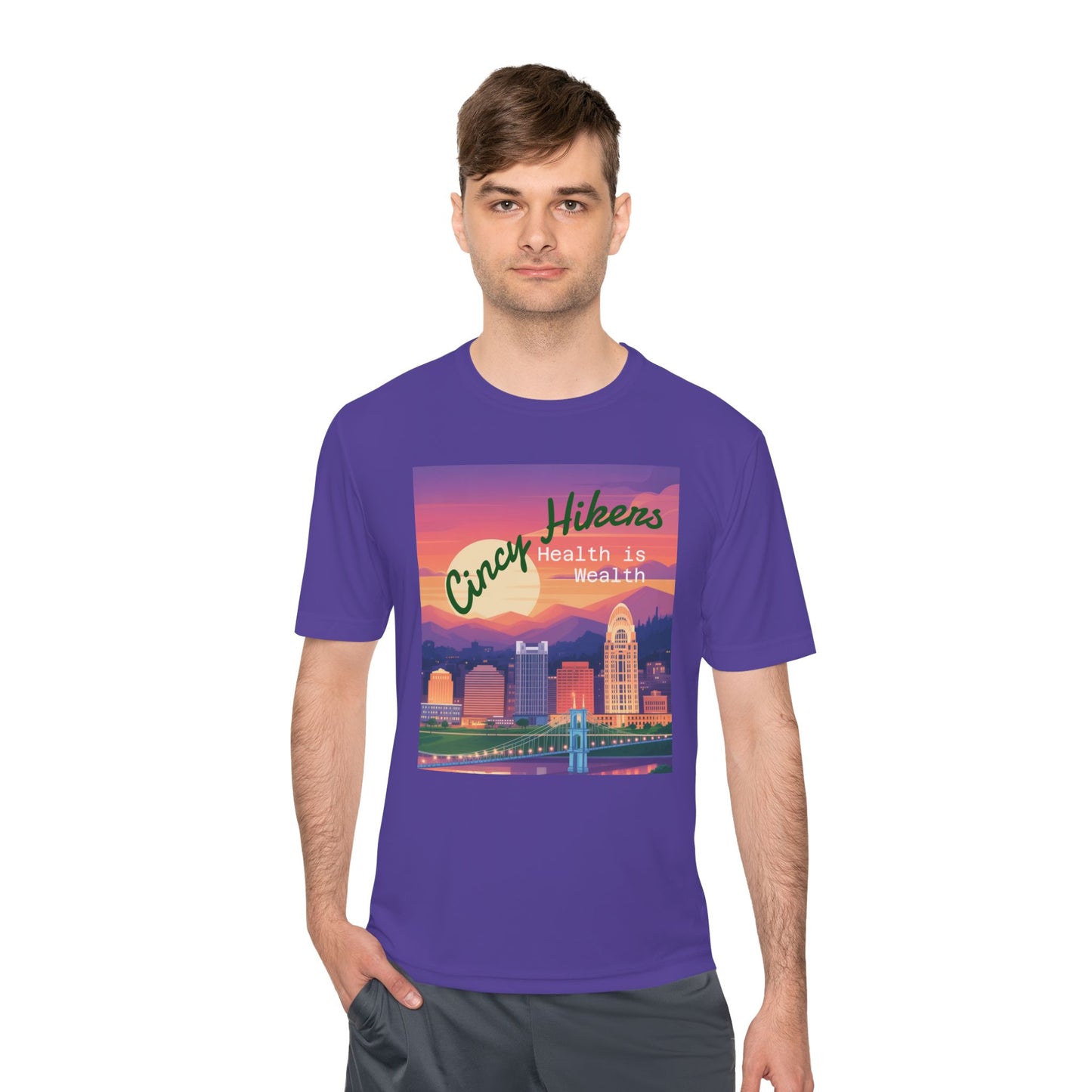 Health is Wealth: Unisex Moisture Wicking Tee for Hikers, Fitness Lovers, Outdoor Adventures, Travel, Gym Wear
