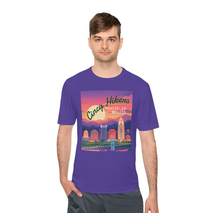 Health is Wealth: Unisex Moisture Wicking Tee for Hikers, Fitness Lovers, Outdoor Adventures, Travel, Gym Wear