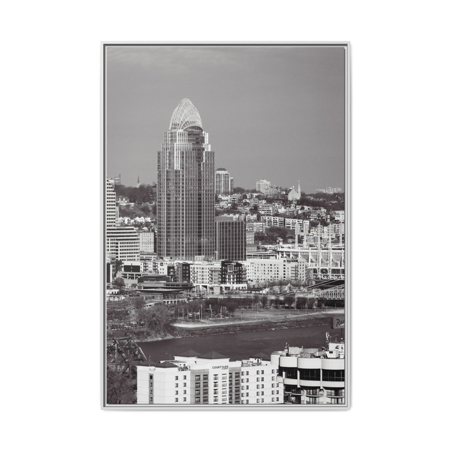 Framed Matte Canvas Cityscape Print — Cincinnati Wall Art